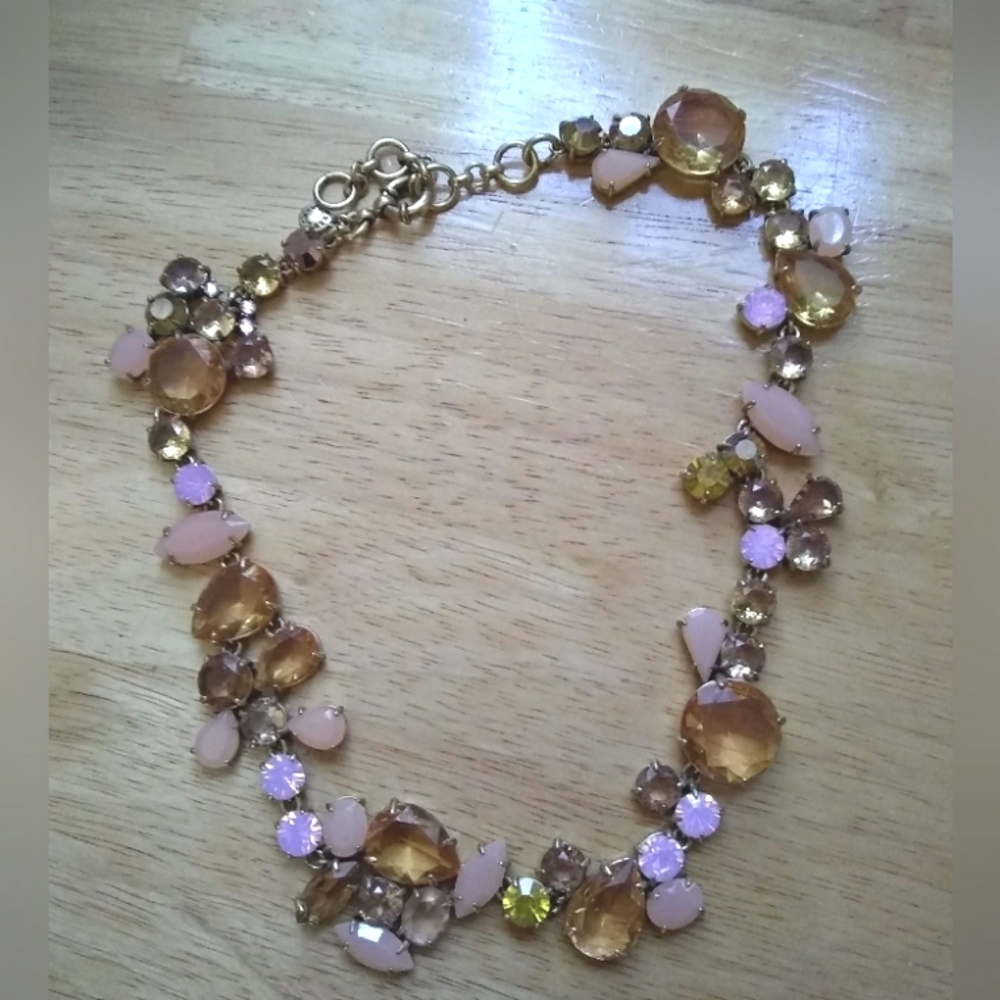 J. Crew Crystal Peach Purple Necklace Multicolor